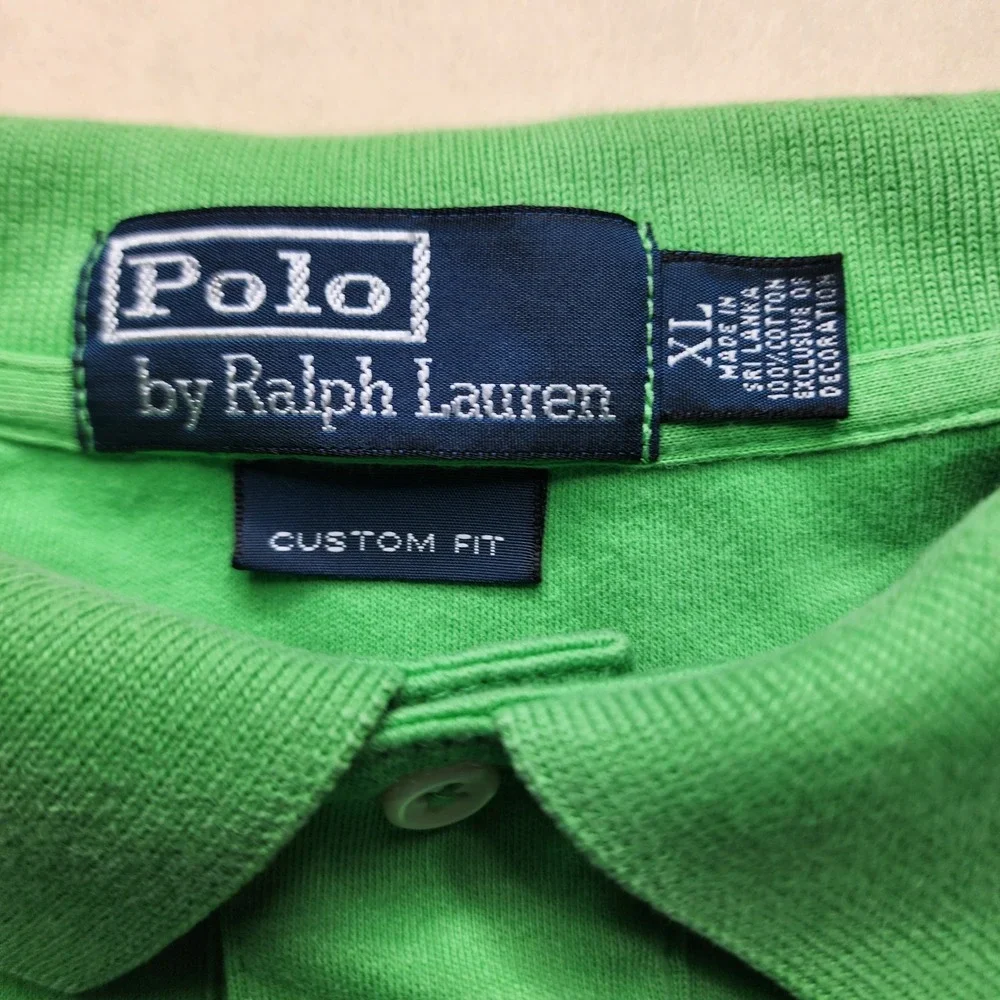 Polo Ralph‎ Lauren Mens XL Green Custom Fit Pink Pony Pique Short Sleeve Shirt
